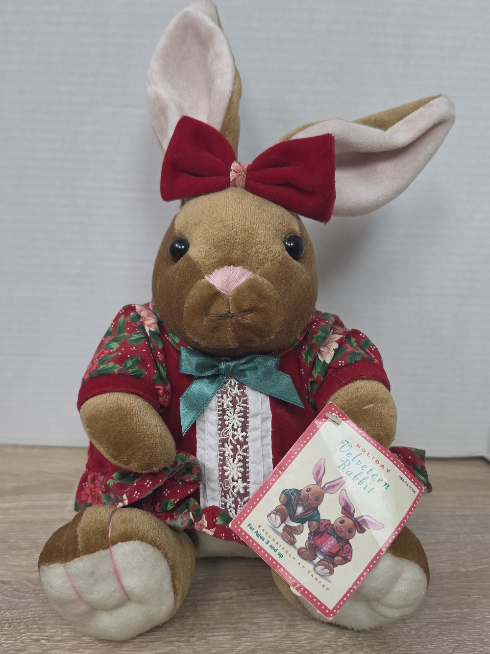 NOS Vintage 1995 Target Exclusive Christmas Holiday Velveteen Rabbit Plush 10"